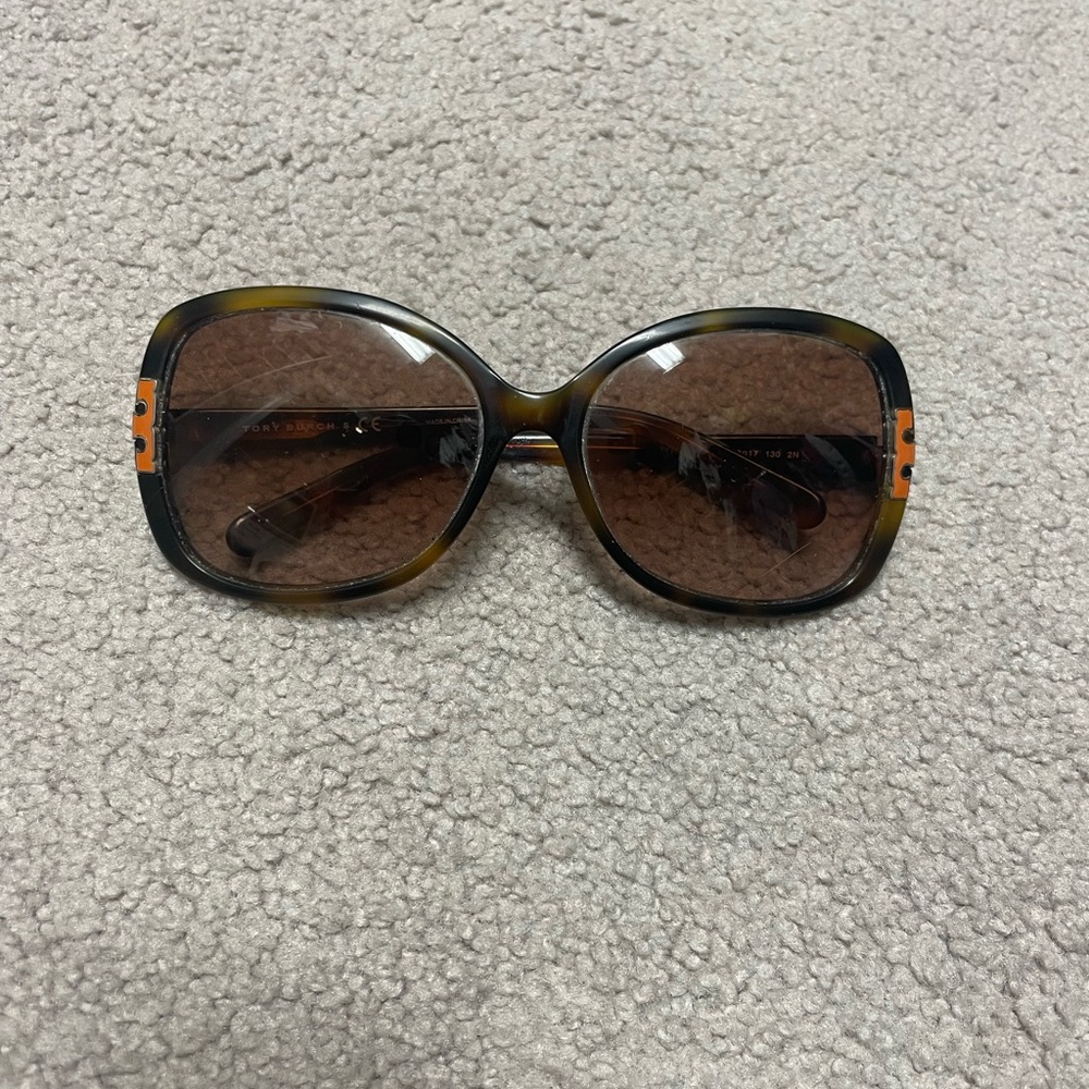Tory Burch oversized sunglasses with orange T.